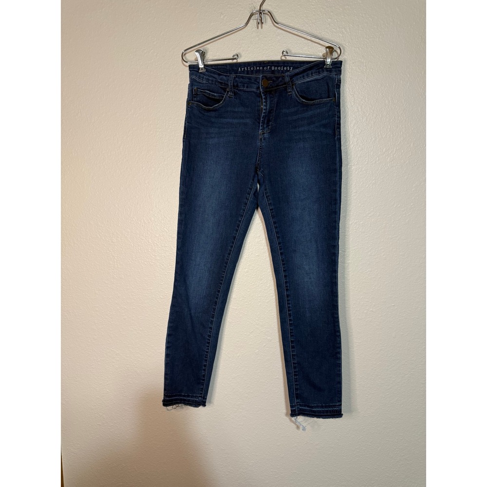 Articles of Society Dark Wash Raw Hem Skinny Jeans Size 29 Blue Denim Pants
